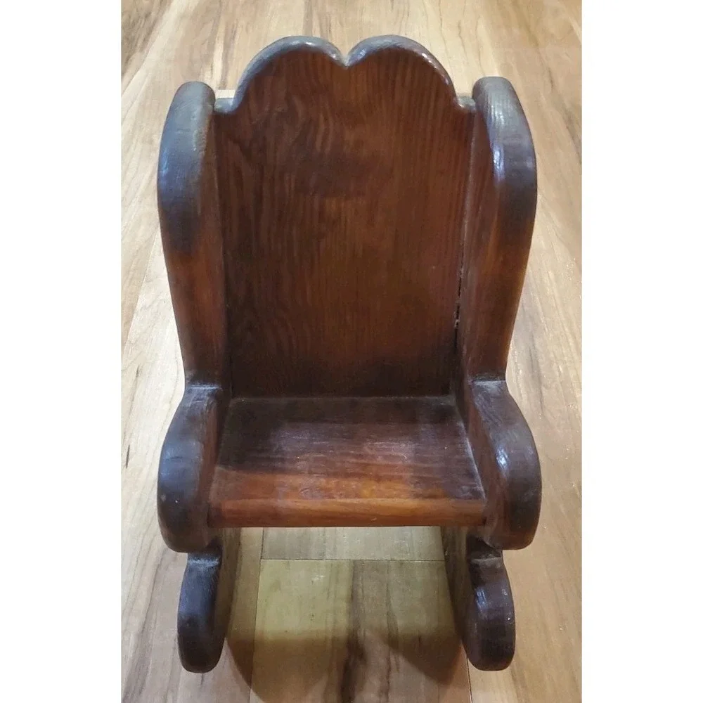 Vintage Wooden Rocking Chair Solid Wood For Dolls 12 X 6.75‎ X 6.5